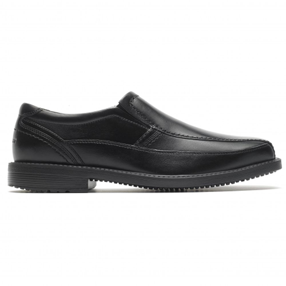 Rockport Men's Style Crew Bike Toe Slip-On Oxfords - Black - USA (1302LYTDU)